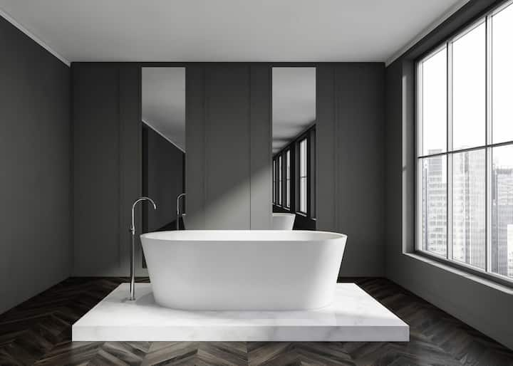 A dark tile pattern from bathtub installation project in Jupiter, Florida